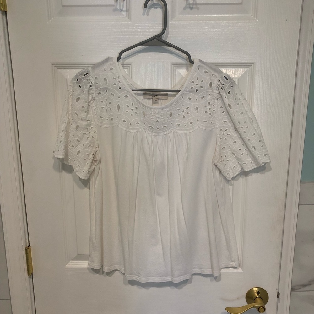 LOFT eyelet white top